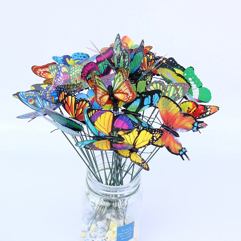 10PCS Colorful Butterfly Stakes