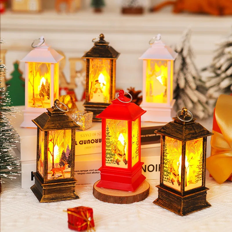 Mini Christmas LED Lanterns – Festive Candle Lights with Santa, Reindeer & Snowman Designs