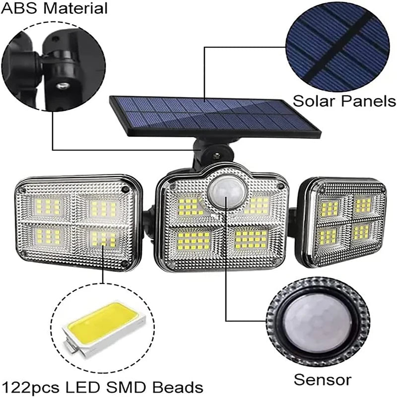 SolarGuard™ 4-Head Motion Sensor Light – 122 or 333 LEDs