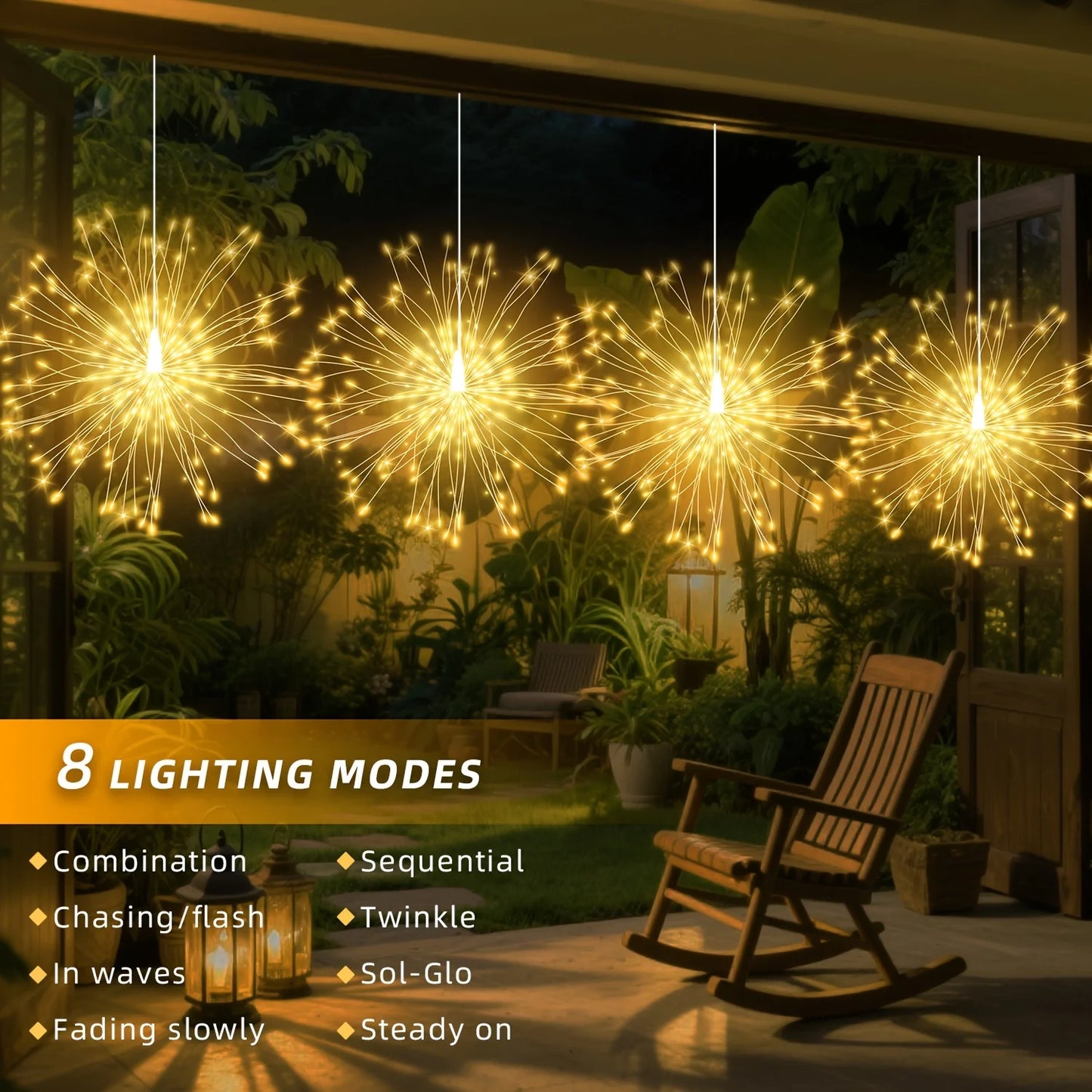 Solar Hanging Firework Lights – 4/5PCS Waterproof Outdoor Fairy Lights