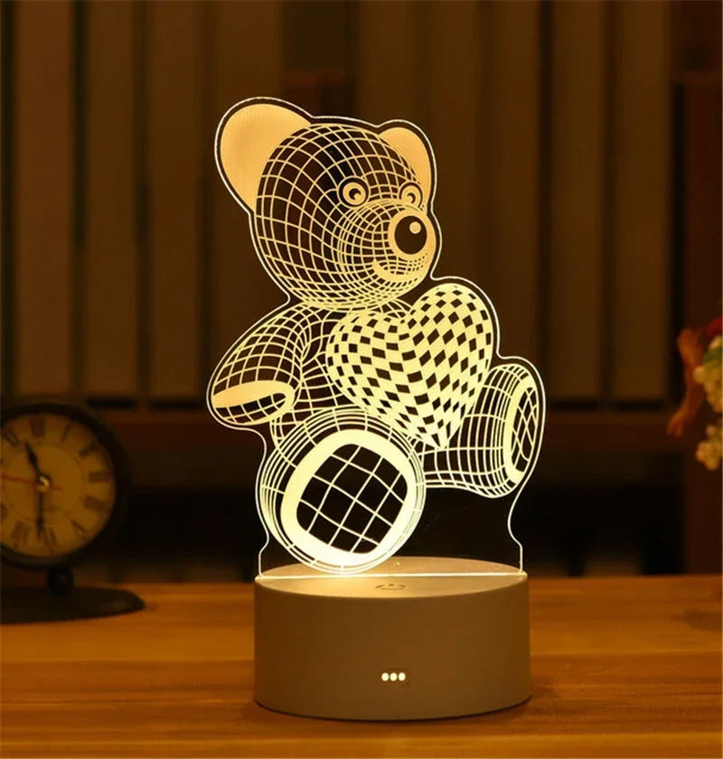 3D Visual Illusion LED Night Light – Creative USB Desk Lamp for Kids