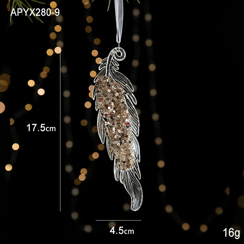 Acrylic Christmas Tree Pendants – Elk, Bell & Snowflake Decorations with Sequins