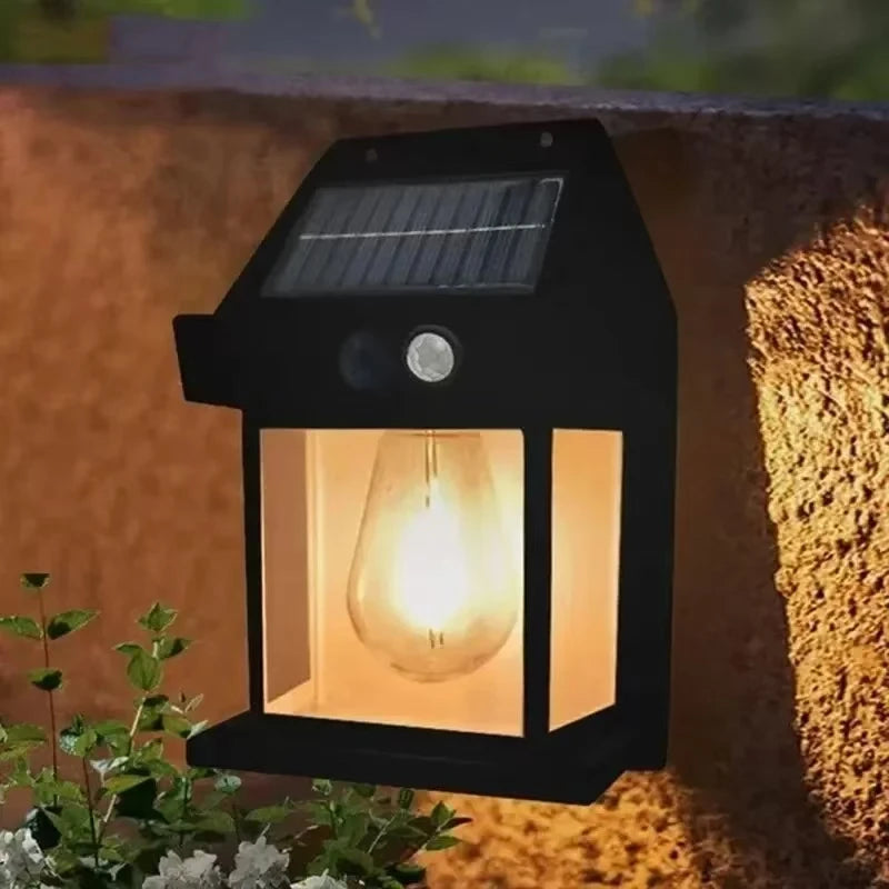 Motion Sensor Solar Wall Lamp – Intelligent Tungsten LED Night Light for Garden & Courtyard