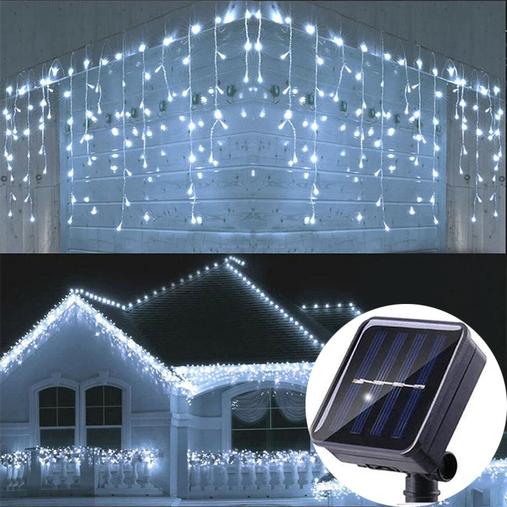 Solar Curtain Icicle Lights – 3.5M Outdoor Fairy String for Garden & Party Decor