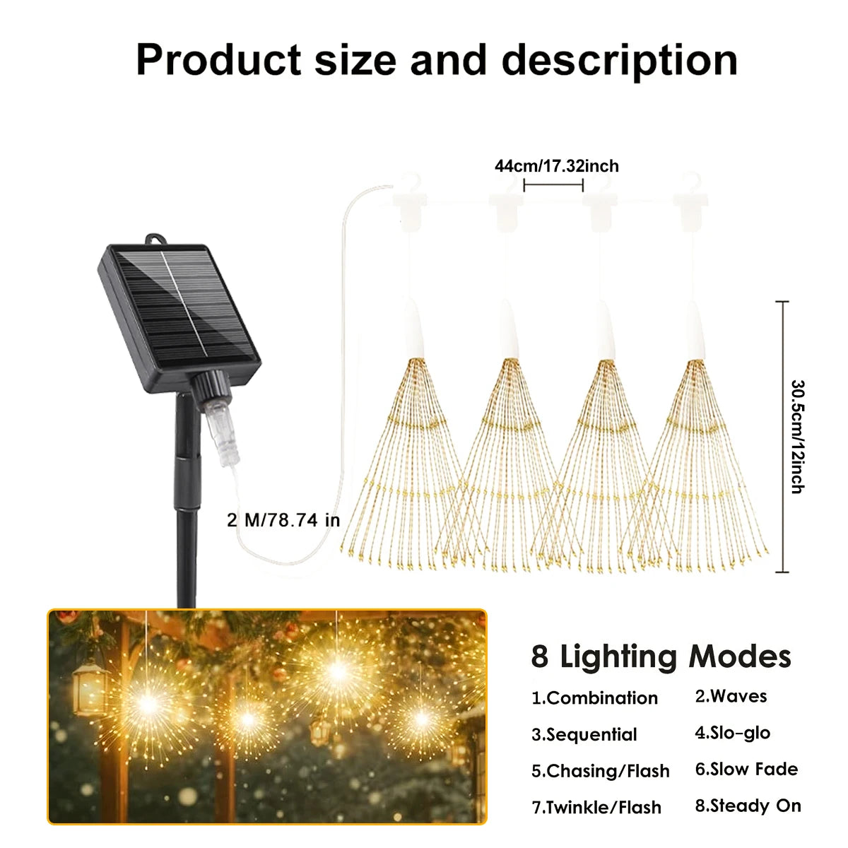 Solar Hanging Firework Lights – 4/5PCS Waterproof Outdoor Fairy Lights
