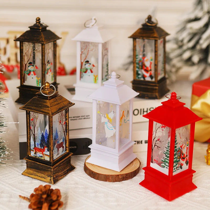 Mini Christmas LED Lanterns – Festive Candle Lights with Santa, Reindeer & Snowman Designs
