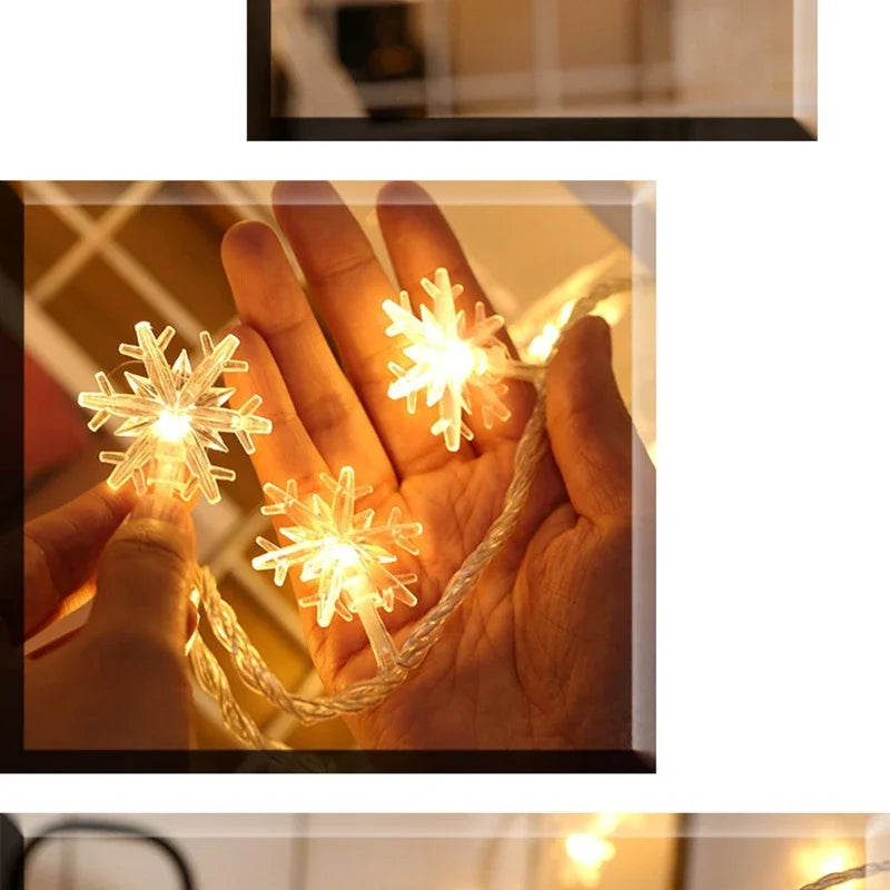 Christmas Snowflake LED String Lights – Fairy Garland Decoration for Home & Holidays
