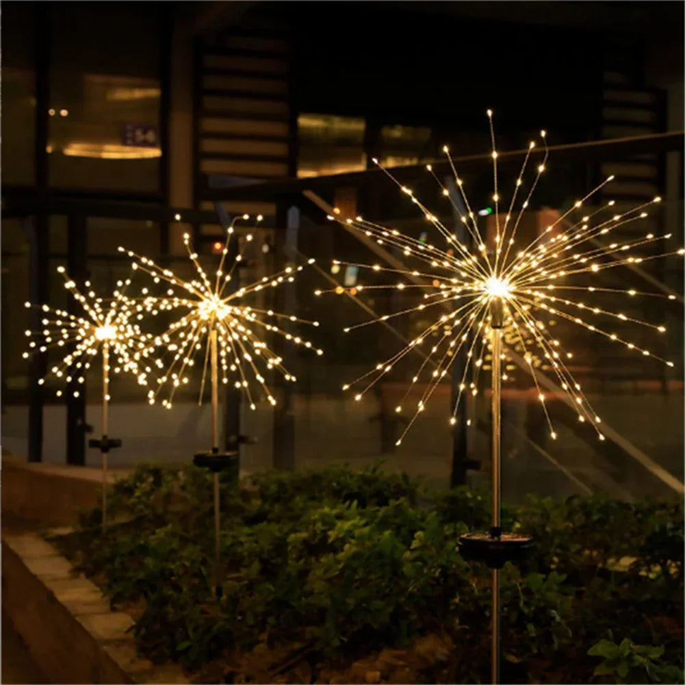 Solar Fireworks LED String Lights – 90/150 LEDs Waterproof Outdoor Decoration