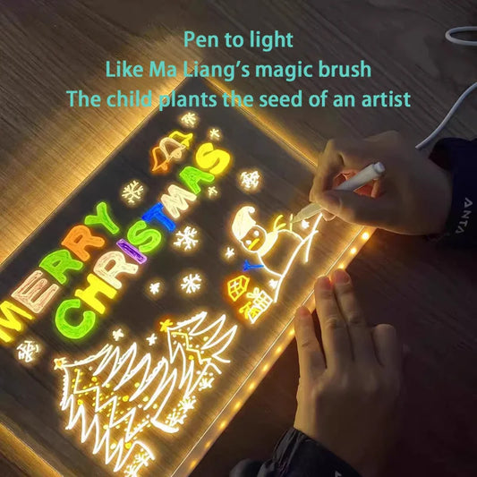 LED Message Board – Rewritable Glowing Drawing Lamp with 7 Color Pens | Creative Kids Gift 2025