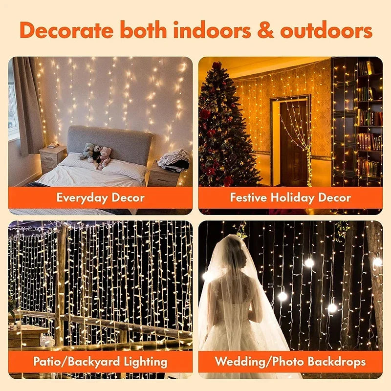 3M LED Curtain Lights – Magical Glow for Any Occasion ✨y New Year Wedding