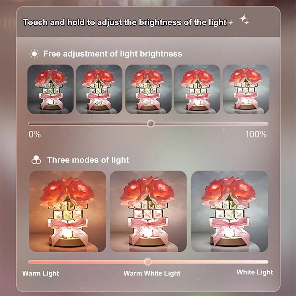 LED Crystal Rose Lamp – Magical Glow for Any Room 🌹