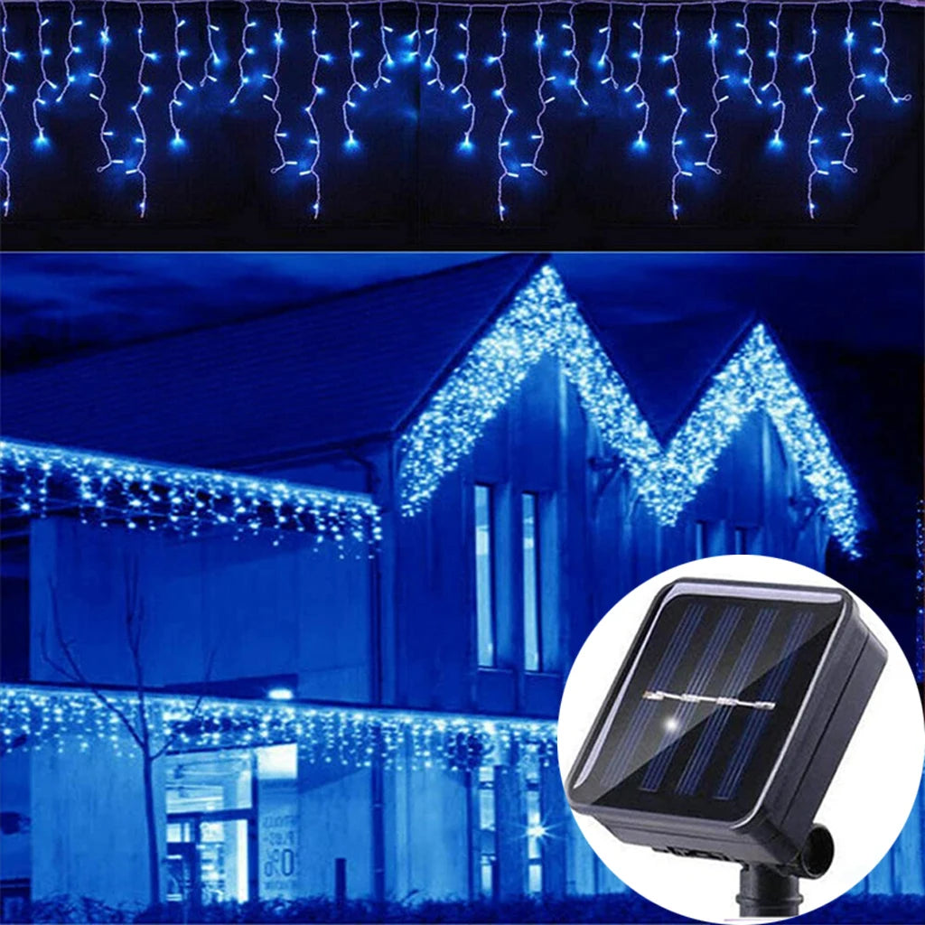 Solar Curtain Icicle Lights – 3.5M Outdoor Fairy String for Garden & Party Decor