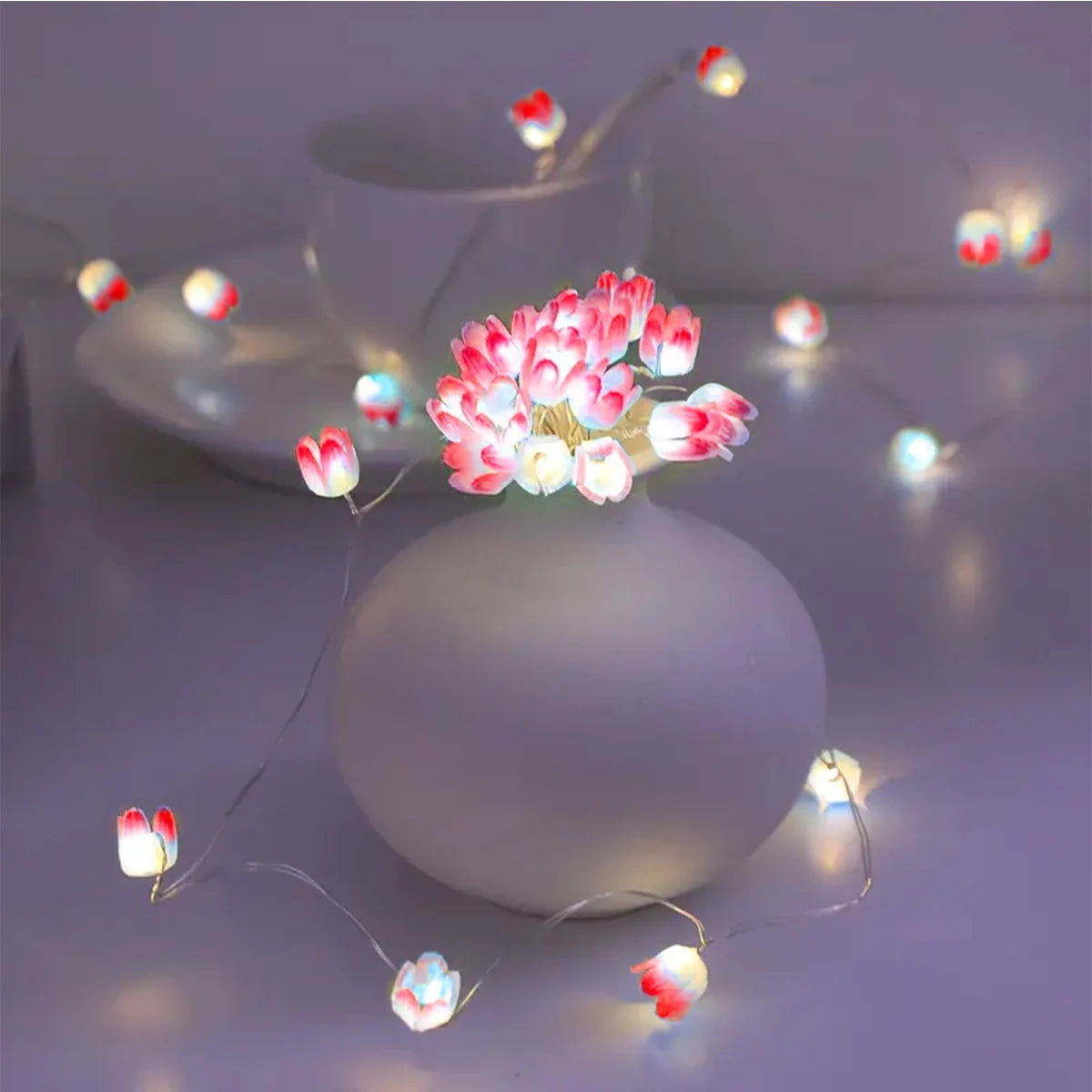 20LED Copper Wire Tulip String Lights – DIY Fairy Decorative Lamp for Home & Party