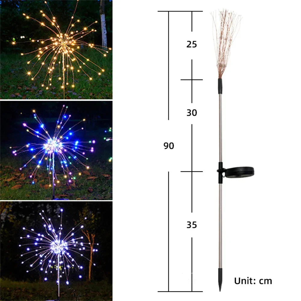 Solar Fireworks LED String Lights – 90/150 LEDs Waterproof Outdoor Decoration