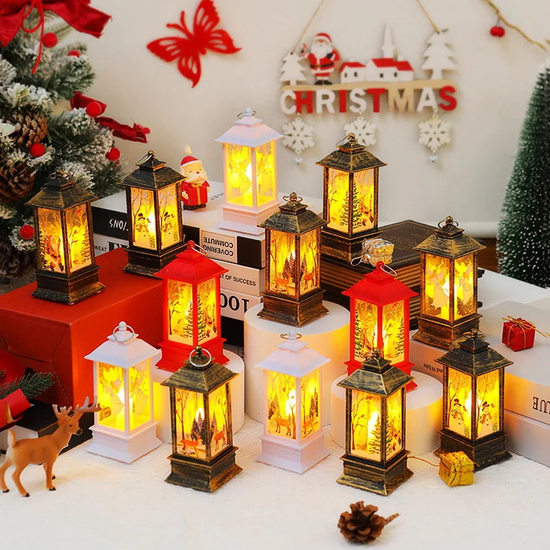 Mini Christmas LED Lanterns – Festive Candle Lights with Santa, Reindeer & Snowman Designs