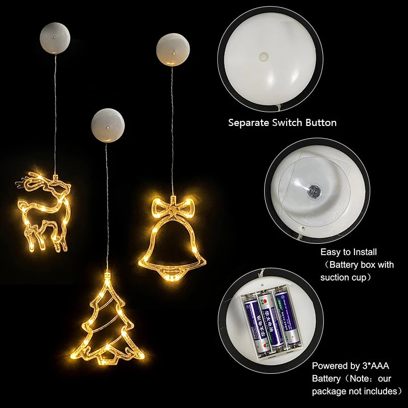 Christmas Window Lights – Festive LED Decorations with Suction Cup