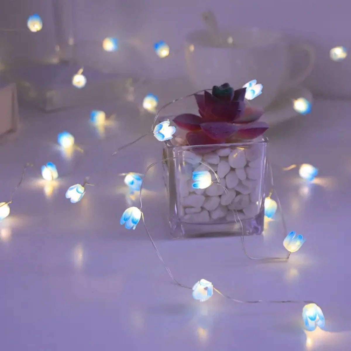 20LED Copper Wire Tulip String Lights – DIY Fairy Decorative Lamp for Home & Party