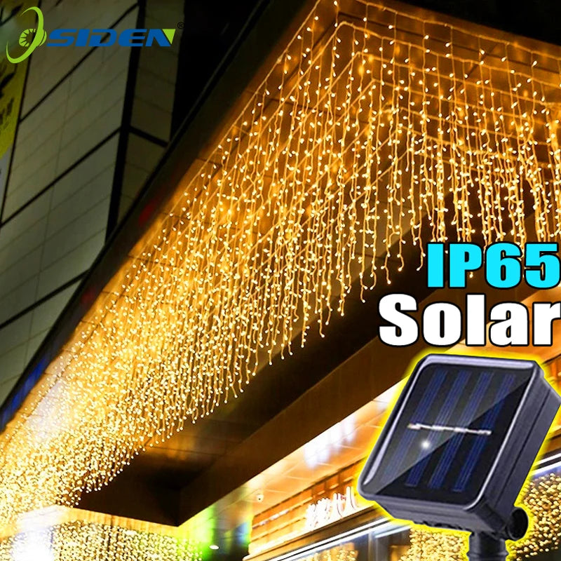 Solar Curtain Icicle Lights – 3.5M Outdoor Fairy String for Garden & Party Decor