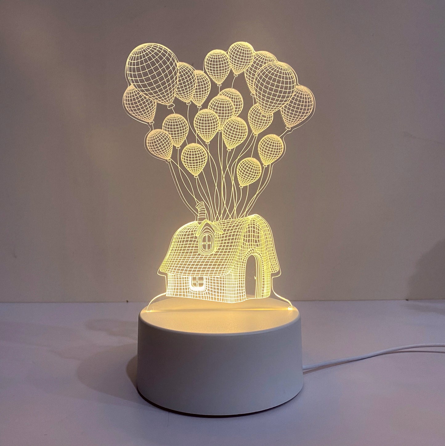 3D Balloon House Night Light – Soft USB Table Lamp & Relaxing Mood Light