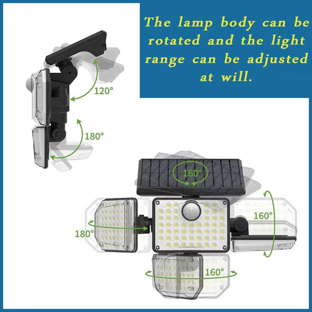 SolarGuard™ 4-Head Motion Sensor Light – 122 or 333 LEDs
