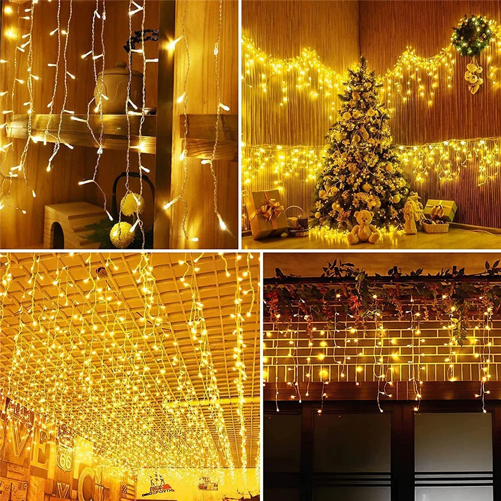 Solar Curtain Icicle Lights – 3.5M Outdoor Fairy String for Garden & Party Decor