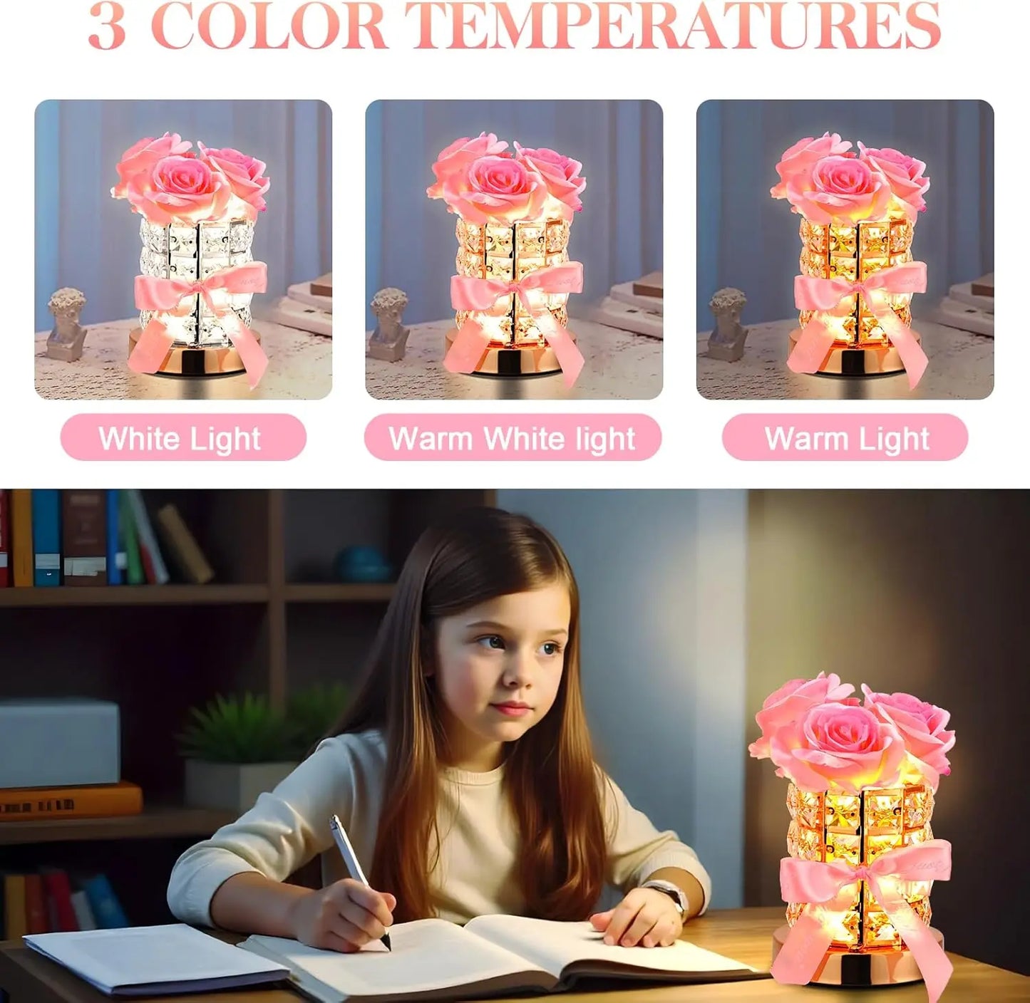 LED Crystal Rose Lamp – Magical Glow for Any Room 🌹