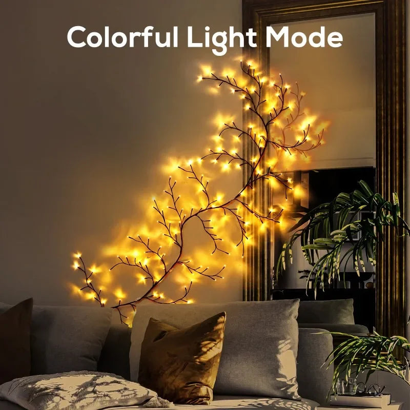 Rattan Branch USB LED Lights – 8 Mode DIY Wall Decoration for Holidays & Weddings
