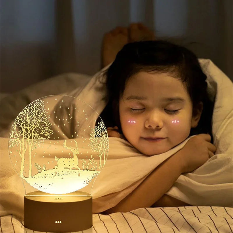 3D Visual Illusion LED Night Light – Creative USB Desk Lamp for Kids