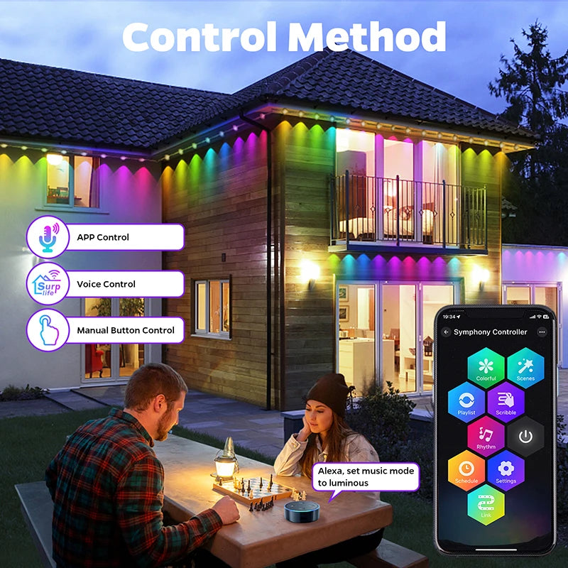 Smart Permanent LED Roof Lights – Waterproof Outdoor Lighting with App Control