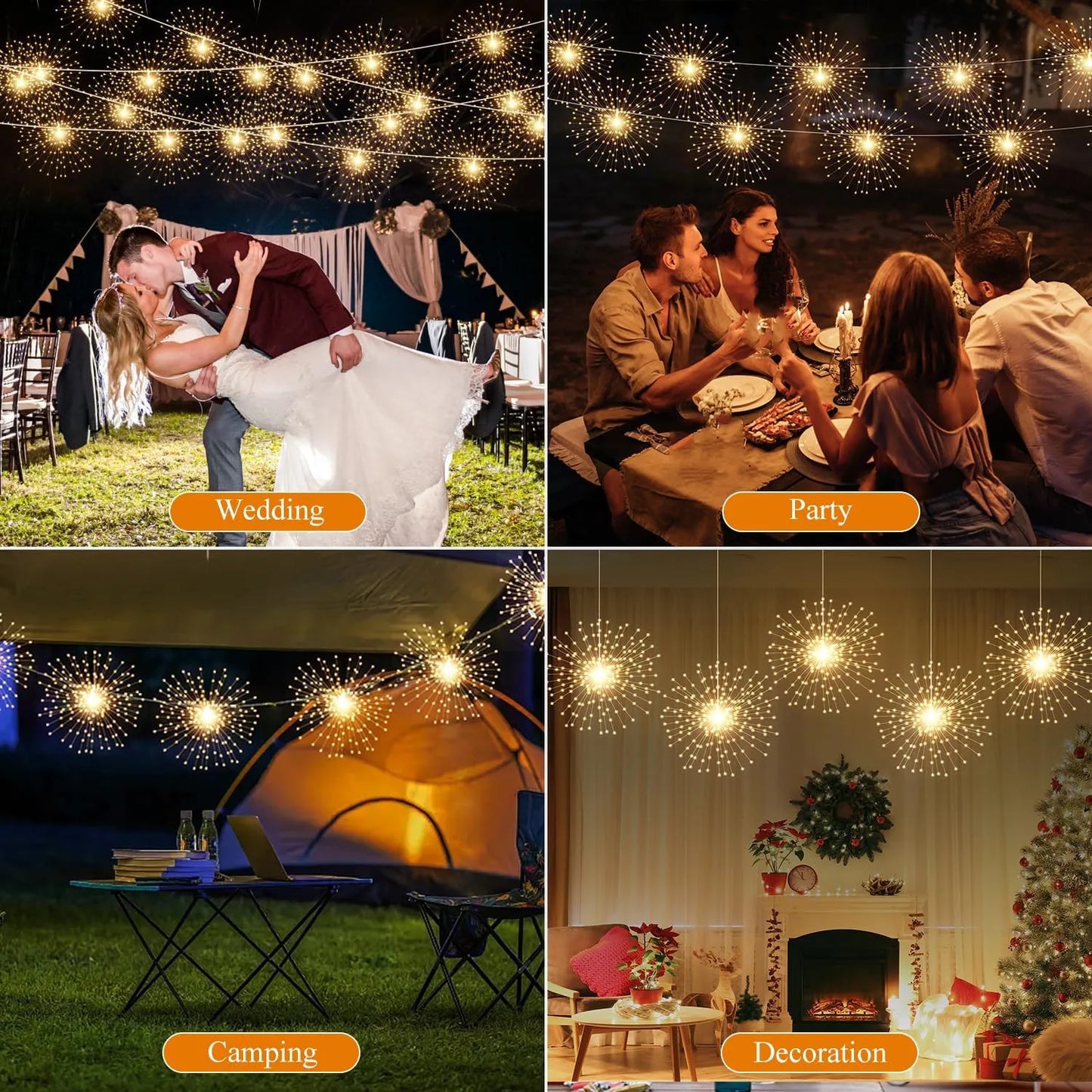 Solar Hanging Firework Lights – 4/5PCS Waterproof Outdoor Fairy Lights