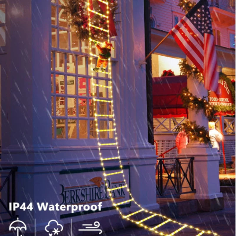 LED Santa Claus Climbing Ladder Lights – 1.5M/3M USB Christmas Decoration