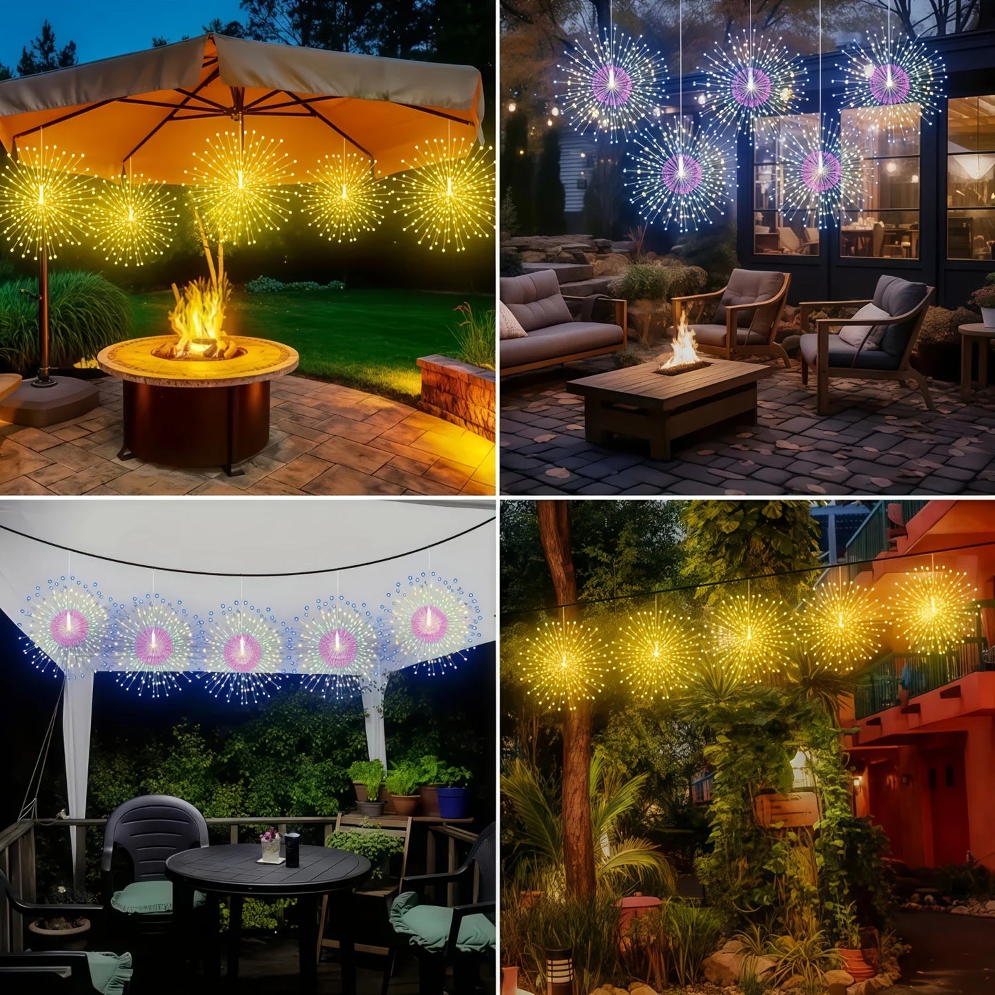 Solar Hanging Firework Lights – 4/5PCS Waterproof Outdoor Fairy Lights
