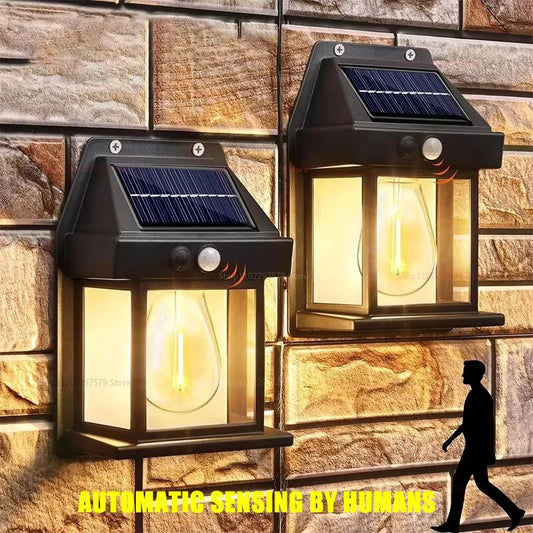 Motion Sensor Solar Wall Lamp – Intelligent Tungsten LED Night Light for Garden & Courtyard
