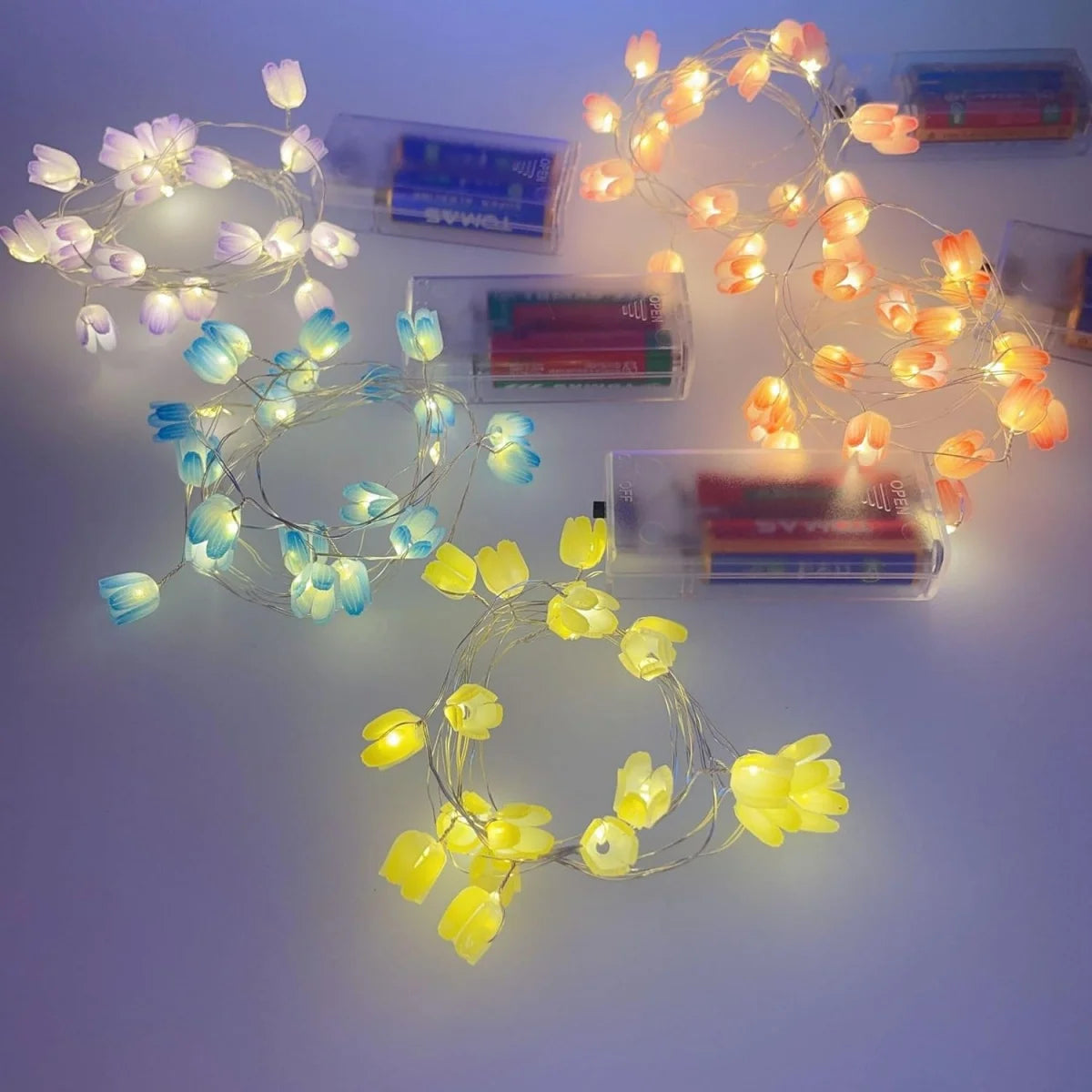 20LED Copper Wire Tulip String Lights – DIY Fairy Decorative Lamp for Home & Party