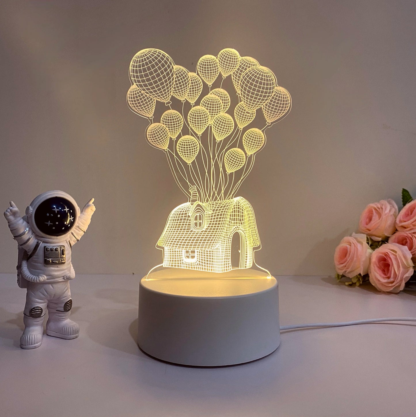 3D Balloon House Night Light – Soft USB Table Lamp & Relaxing Mood Light