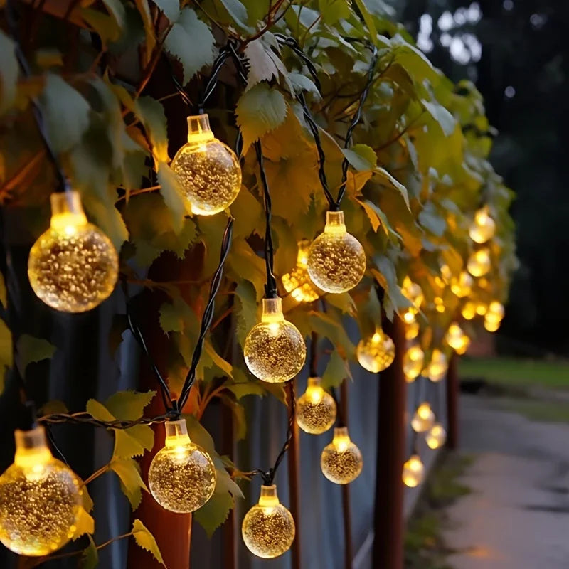 Crystal Globe Solar String Lights – 20/100/200 LEDs Outdoor Halloween Decoration