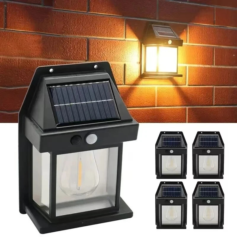 Motion Sensor Solar Wall Lamp – Intelligent Tungsten LED Night Light for Garden & Courtyard