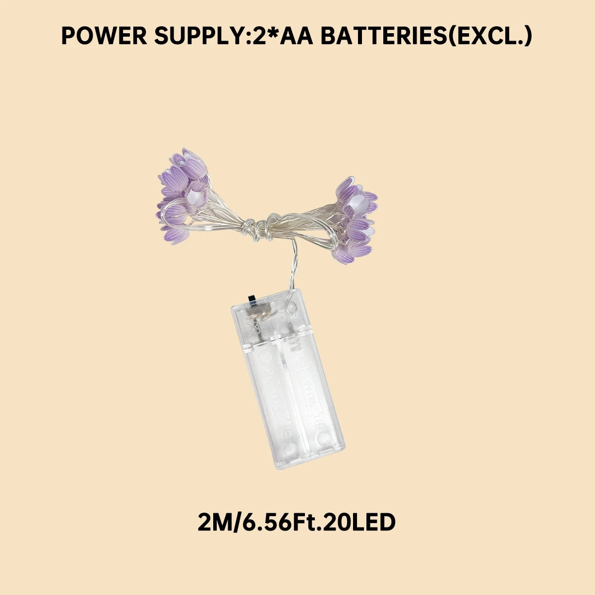 20LED Copper Wire Tulip String Lights – DIY Fairy Decorative Lamp for Home & Party