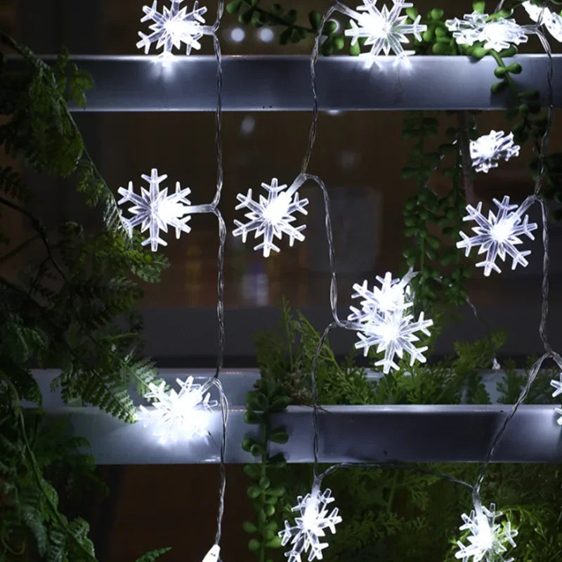 Christmas Snowflake LED String Lights – Fairy Garland Decoration for Home & Holidays