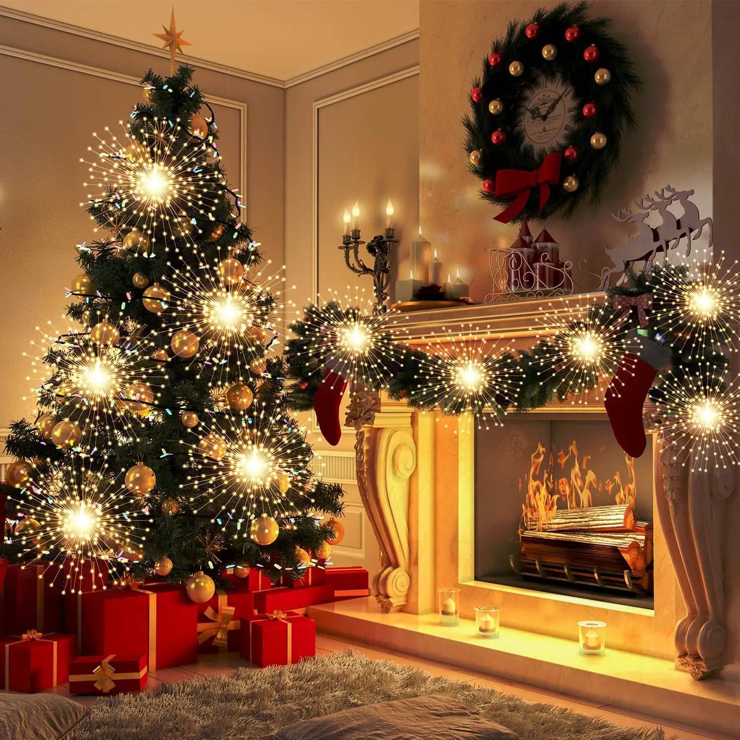 Solar Hanging Firework Lights – 4/5PCS Waterproof Outdoor Fairy Lights