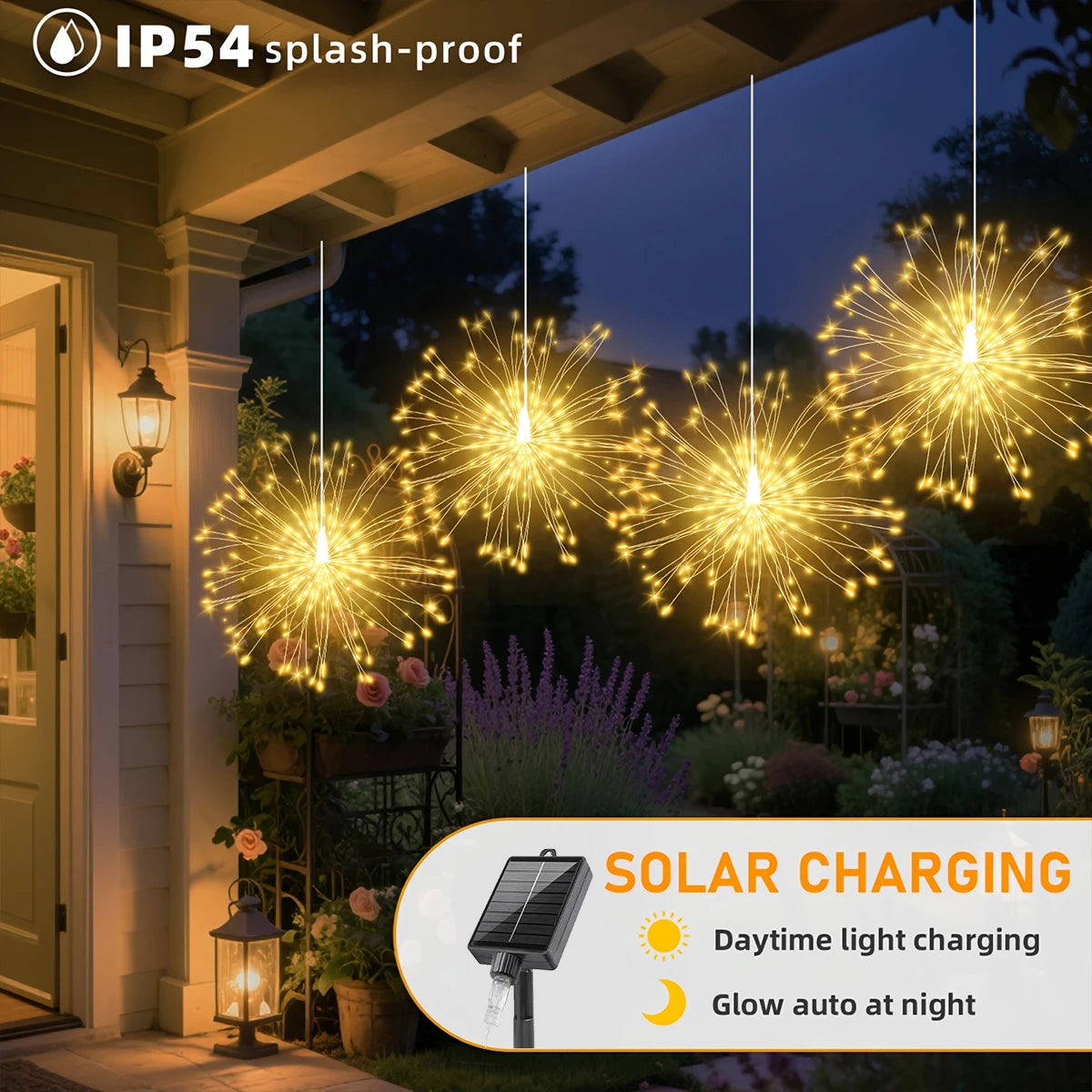 Solar Hanging Firework Lights – 4/5PCS Waterproof Outdoor Fairy Lights