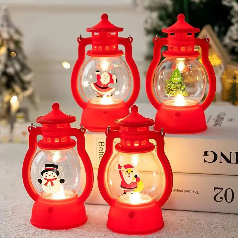Mini Christmas LED Lanterns – Festive Candle Lights with Santa, Reindeer & Snowman Designs