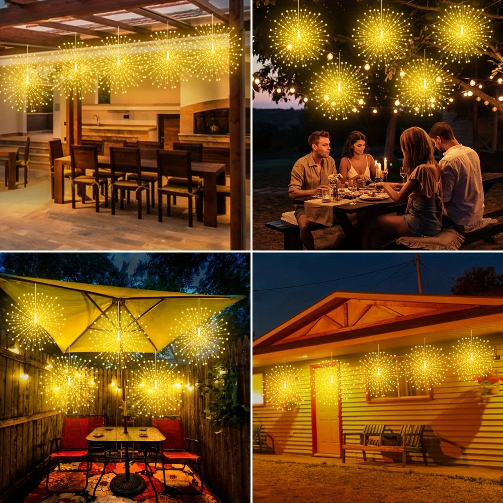 Solar Hanging Firework Lights – 4/5PCS Waterproof Outdoor Fairy Lights