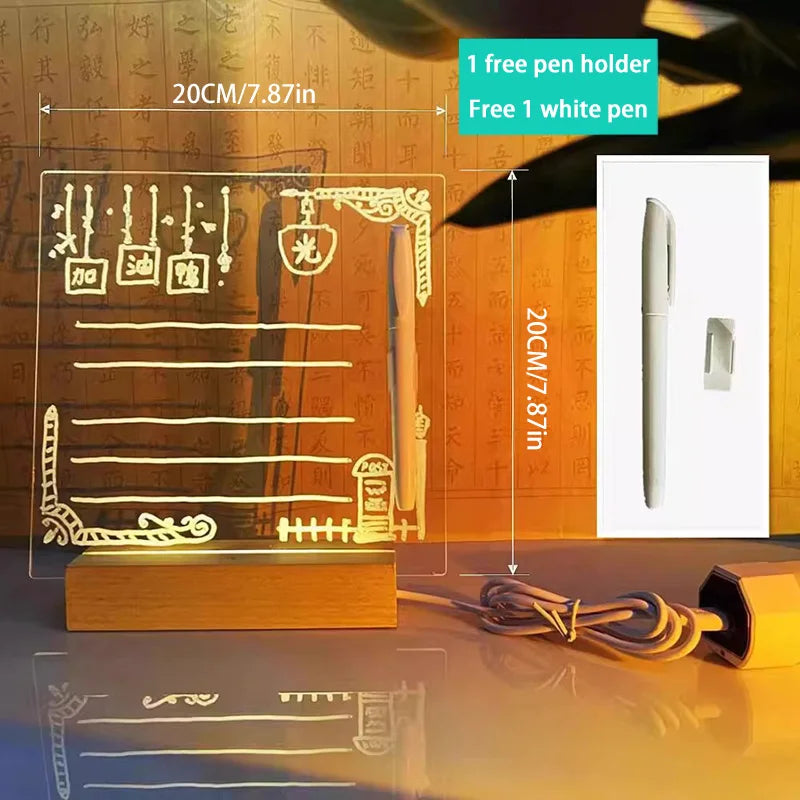 LED Message Board – Rewritable Glowing Drawing Lamp with 7 Color Pens | Creative Kids Gift 2025