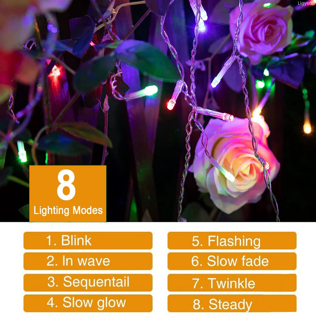 Solar Curtain Icicle Lights – 3.5M Outdoor Fairy String for Garden & Party Decor