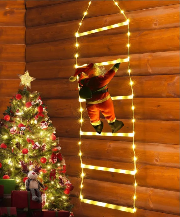 LED Santa Claus Climbing Ladder Lights – 1.5M/3M USB Christmas Decoration