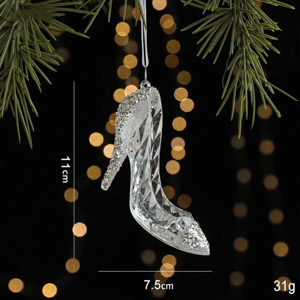 Acrylic Christmas Tree Pendants – Elk, Bell & Snowflake Decorations with Sequins