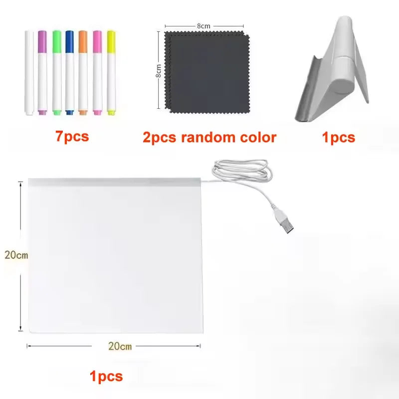 LED Message Board – Rewritable Glowing Drawing Lamp with 7 Color Pens | Creative Kids Gift 2025