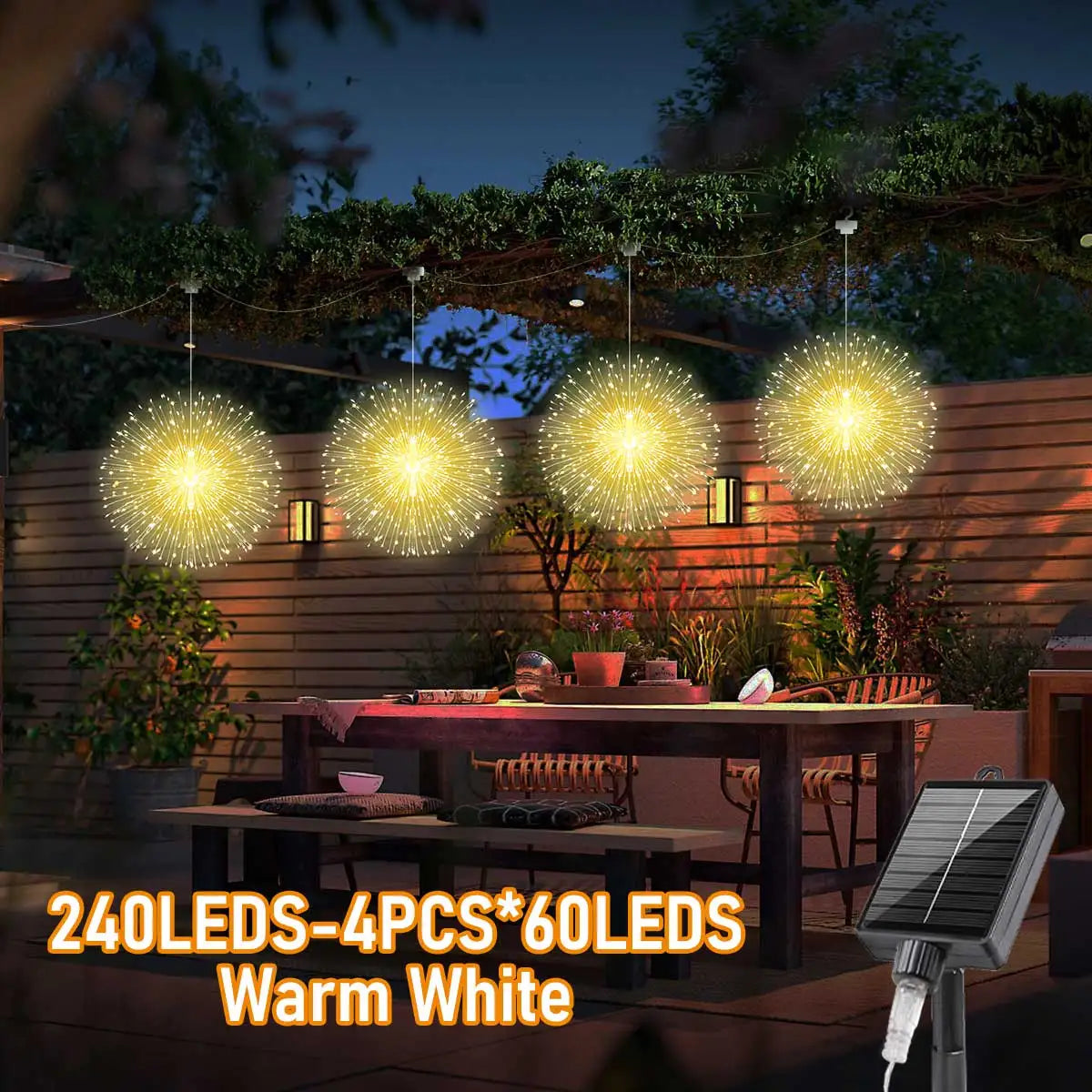 Solar Hanging Firework Lights – 4/5PCS Waterproof Outdoor Fairy Lights