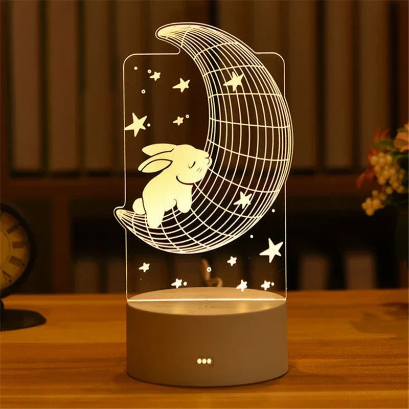 3D Visual Illusion LED Night Light – Creative USB Desk Lamp for Kids